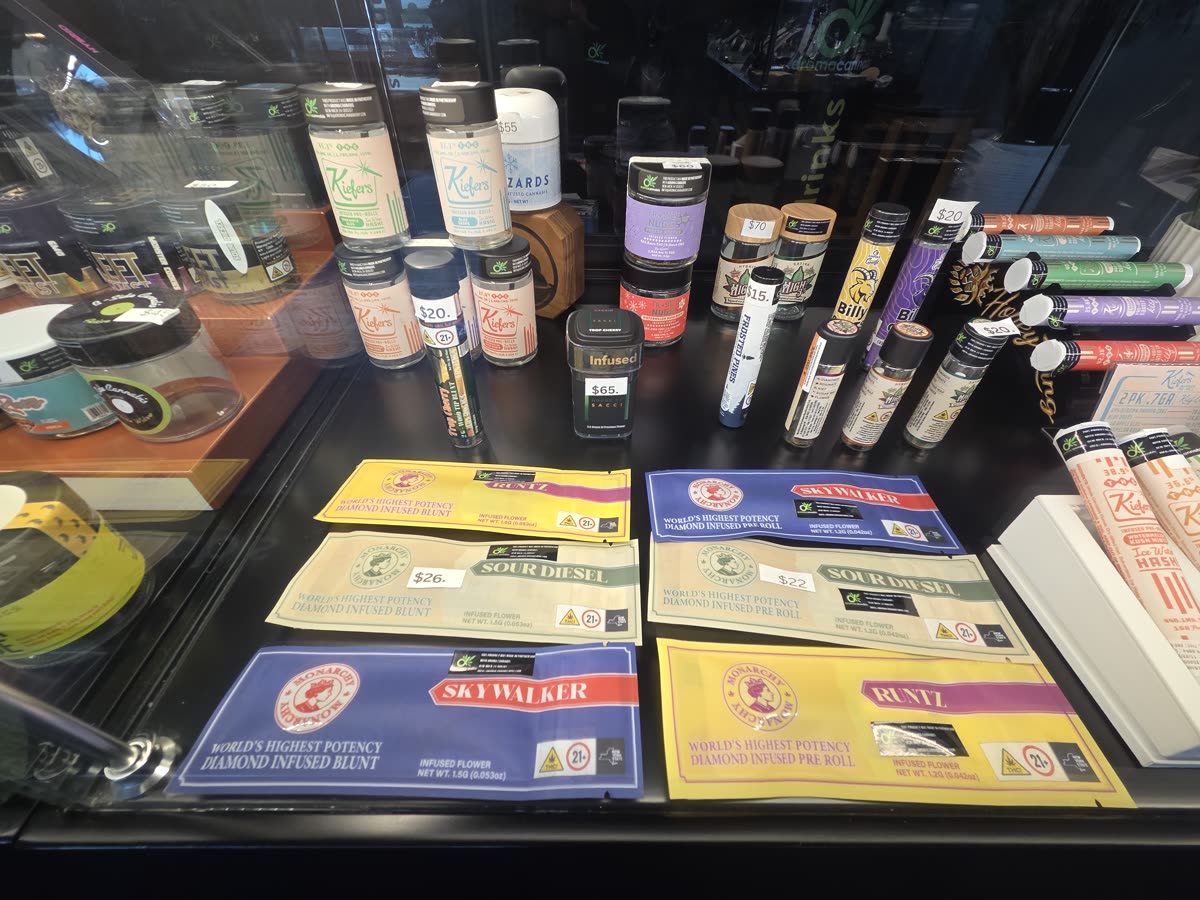 Edibles in the glass case