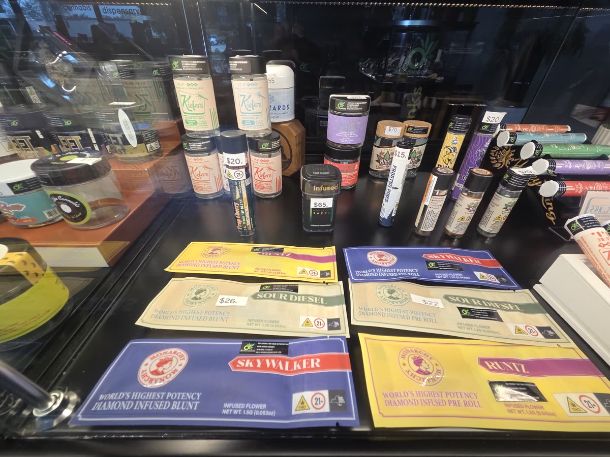 Pre-rolls in the glass case